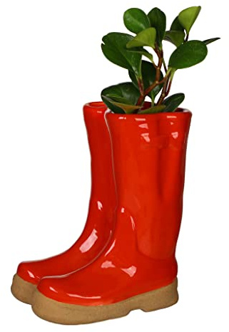 Dibor Herb Planter Wellington Boot Large Red Flower Pot | Drainage Hole, Removable Stopper, Wellington Boot, Welly Boot, Planter, Flower Pot, Gardening Gift