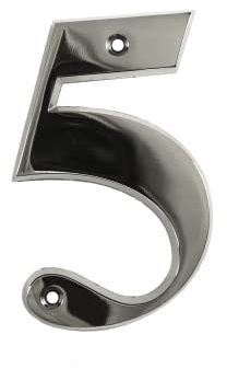 UAP Numeri civici – Numeri di porta da 3 pollici Firma vite fissa bordo smussato per porta anteriore, numero di indirizzo a vite per porte e cancelli, lettera Times Roman font (numero 5, cromo lucido)