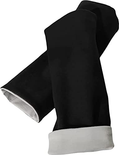 Britta Meier Pulswärmer, Midi-Arm-Stulpen, zum wenden geeignet, 2 Lagen Baumwolljersey (Schwarz-Hellgrau)