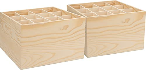 VBS 2er-Pack Stiftebox Holz 18x18x10cm 12 Fächer Stiftehalter Schreibtisch-Organizer Stifteköcher