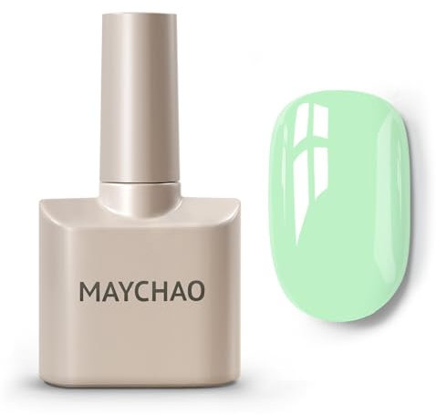 MAYCHAO Gel Nail Polish, 15ML Green Gel Nail Polish, Soak Off UV LED Spring Summer Lagoon Green Nail Varnish Nail Art Starter Manicure Salon DIY at Home, 0.5 OZ