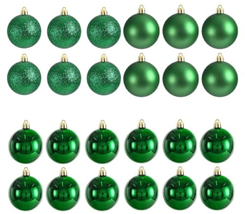 BEALIFE 24 Stück ABS Weihnachtskugel Ornamente, dekoratives Ferienhaus, Kalk Ornament, Weihnachtsbaum hängende Ornament Dekorationen, Grün