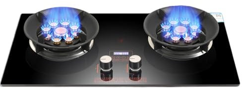 Propane Stove,2 Burners Portable Propane Stove,Tempered Glass Gas Cooktop,Maximum 17742.4BTU Great for Family Restaurants and Food Trucks (Color : LPG)