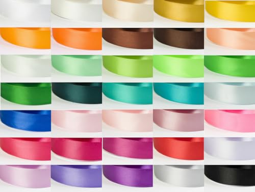 Jajasio 30 Rollen Satinband Geschenkband 30 Farben Satin Schleifenband Dekoband 12mm Breit 27,4m Lang Satinbänder Bunt Stoffband Seidenband Stoff Bänder Zum Basteln und Geschenk Party Hochzeit