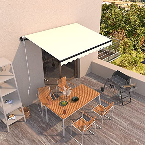 ARKEM Tenda da Sole per Esterno Avvolgibile,Tenda da Sole a Bracci Estensibili con Telaio in Alluminio, Tettuccio Resistente al Sole e Impermeabile e Manovella,Tenda da Sole Retrattile Automatica 350x