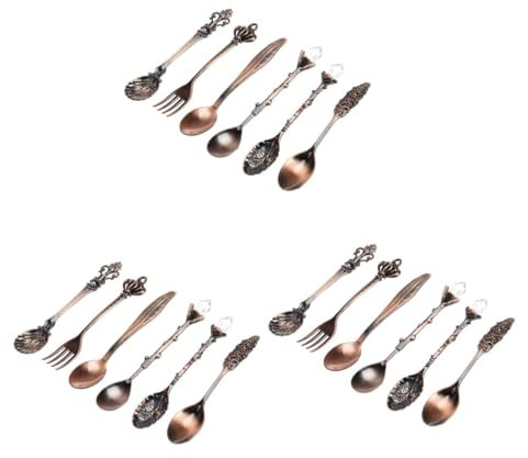 Alipis 18stücke Vintage Kaffeelöffel Set Teiliges Royal Besteckset Für Desserts Und Snacks Hochwertige Und Sichere Esslöffel Für Rote Bronze Einfach Zu Reinigen Für Jeden Anlass