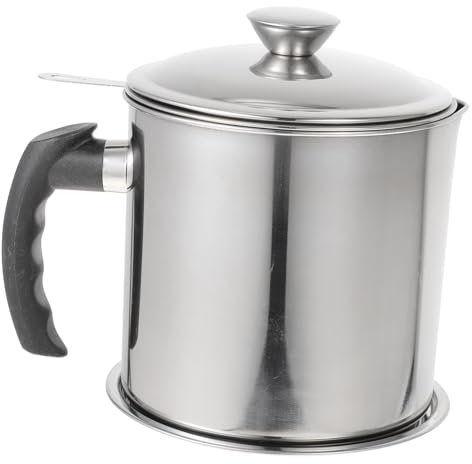 TOPBATHY 1 Set Barattolo D'olio Brocca Separatore Di Grassi Colino Da Cucina Grasso Colino Pentola Olio Per Friggere Scrematrice Grassa Filtro Dell'olio Maneggiare Acciaio Inossidabile