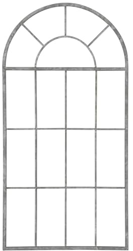 Vintage Deko Fensterrahmen graues Eisen für Outdoor - Dekorativer Wand- und Gartenschmuck 44 x 76 cm - Wetterfeste Landhausstil Fenster für Garten Balkon Wohnzimmer Terrasse für innen & draußen