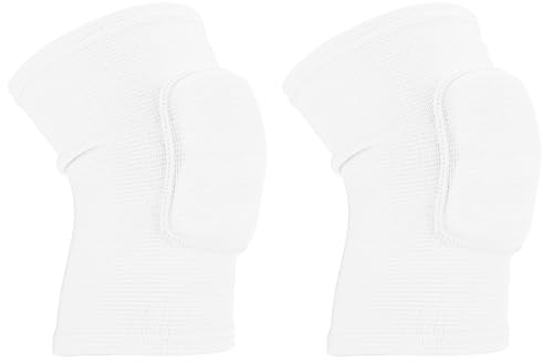 PATIKIL Medium Protective Knee Pads, 2 Pcs Anti-Slip Padded Sponge Knee Brace Support Breathable Knee Sleeve for Dance Skating Football Basketball Volleyball Protector, White