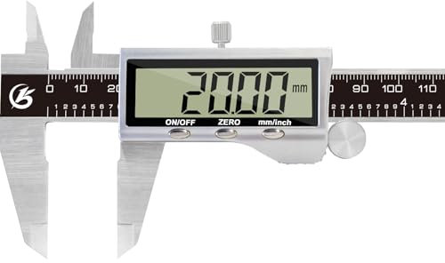 KETOTEK Digitaler Messschieber, Elektronischer Messschieber 150mm mit extragroßem LCD-Display, Mikrometer mit mm/Zoll-Umrechnung, Messwerkzeug aus Edelstahl