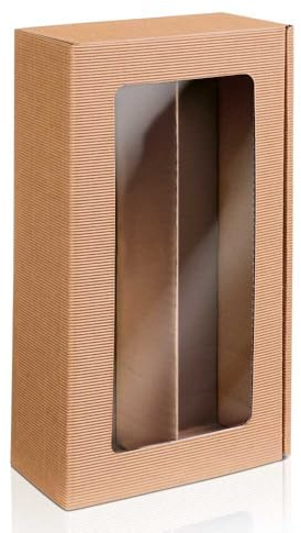 2er Weinkarton Passepartout natur 36 x 19,2 x 9,5 cm, 25 Stück