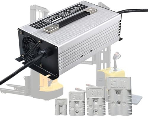 WLEJSL Chargeur Chariot Élévateur Électrique 60 V 20 A Chargeurs Batterie Plomb Haute Puissance avec Prise Anderson 50 A/120 A/175 A/350 A et Écran LCD pour Transpalette Électrique,Argent,120A