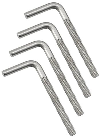 (4 pezzi) M10 x 200 mm Bulloni di ancoraggio per calcestruzzo in acciaio inossidabile 304 Quadrato Bend Vite ad angolo retto Bullone di Fondazione Filettato Piegare Ganci di Fissaggio