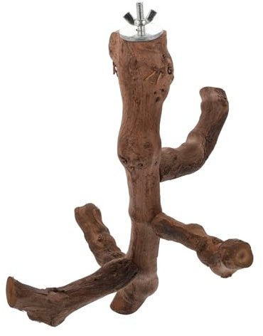 TOBBOMEY Perchoir Bois Naturel pour Oiseaux Support Stable Vigne pour Perroquets Perruches Et Autres Oiseaux Domestiques