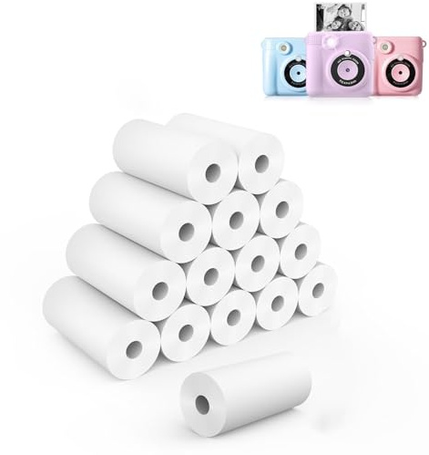 Yuannee Termiskt papper, 15 st termiskt papper för barn direktutskriftskameror 57 x 25 mm skrivarpapper påfyllning mini pappersrullar för barnkamera fotoskrivare