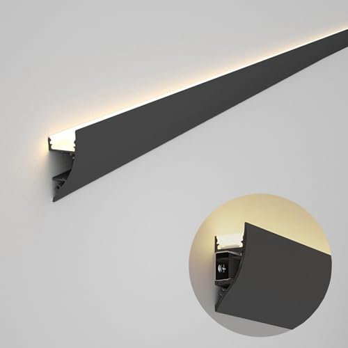LED-Sockelleisten-Lichtabdeckung, verschiedene Größen, wandmontiert, Aluminium, für Wand, Decke, Dekoration, Kanalverkleidung, Schlitz, Schwarz (L7,5 m)