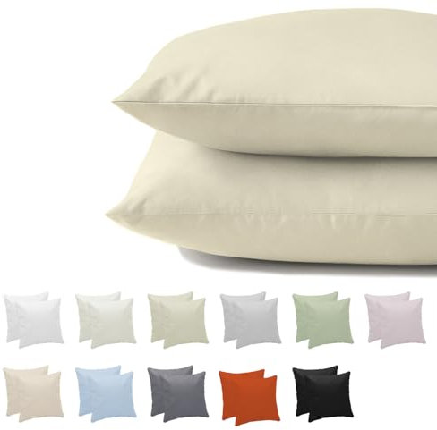 Giovanni Dolcinotti | Juego de 2 Fundas de Cojines para sofá de 50 x 50 cm – Fundas Decorativas – 100% algodón – Fundas con Cremallera Oculta – Crema – Modelo Atlanta