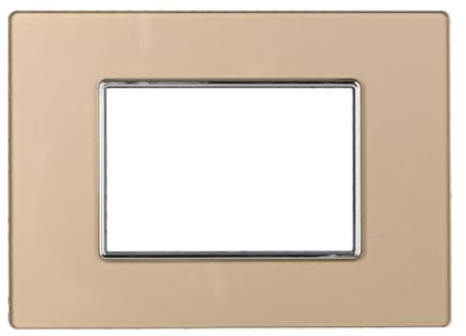 1 Placca in vetro, 3 moduli/posti, Compatibile Con BTicino Axolute, oro, Placche rettangolari squadrate, Vetro di alta qualità, 100% compatibile con supporti e moduli originali