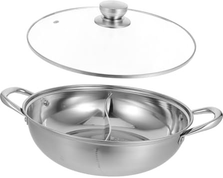 VINTORKY Doppel Hotpot Aus Edelstahl 32cm Mit Deckel Doppelgeschmackiger Hot Pot Schneller Wärmetopf Für Familien Und Freundestreffen