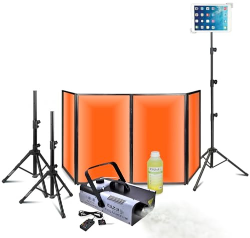 Ibiza - Pack DJ Lumière Façade 1200 x 700 - Machine fumée Ibiza LSM1500PRO - Pied Support Tablette - Pieds Supports Enceintes - Sono Soirée