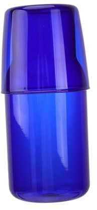 TOPPERFUN Juego De Copa De Cristal y Hervidor De Agua De Vidrio Borosilicato Resistente a Altas Temperaturas, Azul Joya, Capacidad Grande, Para Hogar, Oficina y Hotel, Set De 1 Vaso y 1 Botella