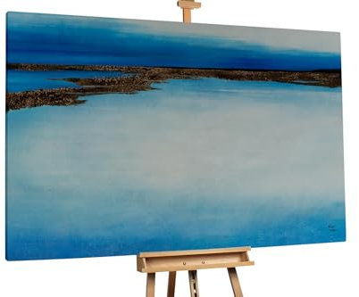 KunstLoft Ölgemälde 'In abstract Depths' 180x120cm | Original Handgemalte Gemälde | Modern | Blau und Weiß | Leinwand-Bild Ölgemälde einteilig groß | Modernes Kunst Ölbild