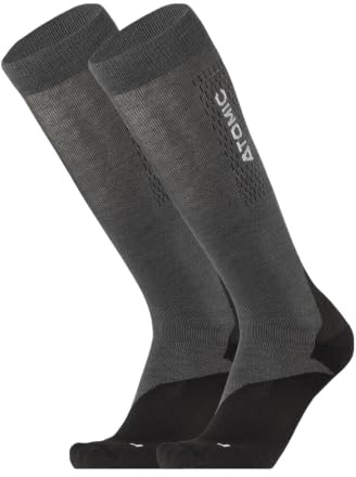 ATOMIC Compression Ski-Socken in Concrete - Größe 39-42 - Warme Skisocken mit Polsterung - Unisex Kompressions-Strümpfe mit nahtloser Zehenbox - Skistrümpfe aus Merinowolle, Polyester & Nylon