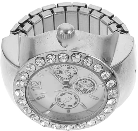 Veemoon Elegante Ringuhr für Damen Silberfarben mit Legierung und Glas Präzise Zeitmessung Passend für Freizeit und Date