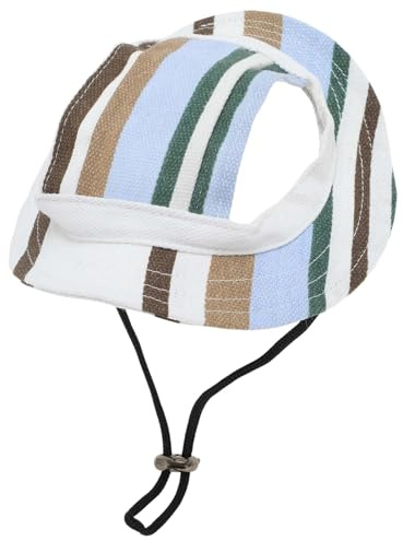 CAPASTEC Hundesonnenhut Verstellbare Baseballkappe mit Ohrlöchern Sommer Haustier Sonnenschutz Sonnenhut für kleine Hunde Katzen, klein, Weiß Blau