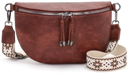 YISUOHOOM Marsupio Donna PU Pelle Marrone Elegante Borsa Tracolla Piccola a Mezzaluna - Regalo Donna