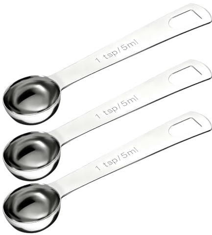 3 PCS Teaspoon Measuring Spoons, 5 Ml Teaspoons Measuring Spoon, Stainless Steel 1 Teaspoon Scoop, 1/3 Tablespoon, Short Handle Measuring Spoon for Precise Cooking, Baking and Spices Measurement