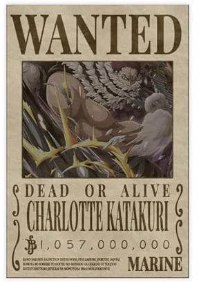 NAUEHG Wandposter One Piece Wanted Katakuri Wanted Dormitory Bedroom Wall Art Deco Poster Leinwandposter Wandkunst Dekordruck Bild Gemälde für Wohnzimmer Schlafzimmer Dekoration 30 x 45 cm