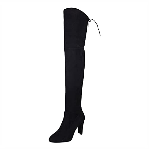 Generisch 2025 Botines Mujer Tacones Largos Botas Botas de Invierno de Rodilla de Mujer Los Zapatos de Comodidad Botas de mujer Botas de mujer, Negro , 38 EU