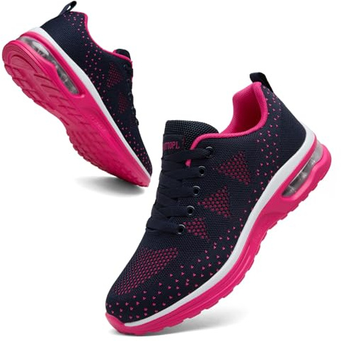 NUTTOPL Scarpe Donna Sneakers Respirabile Leggero Scarpe da Ginnastica Corsa Camminata Tennis Outdoor Fitness Jogging Palestra Casual Scarpa Blu Rosso 36 EU