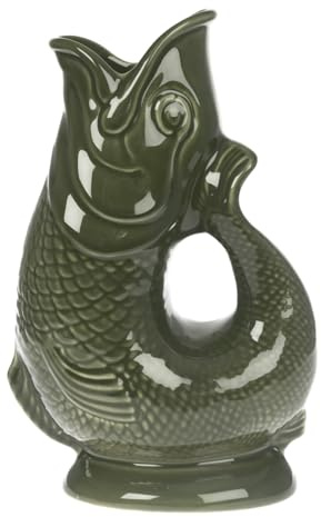 Iconic Olive Glug Jug Large 28cm 1.4L | Gurgle Fish Jug and Fish Vase