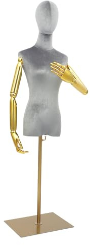 150-200cm Höheneinstellbar Weibliche Schaufensterpuppe kleiderpuppe Büste Torso für Kleid Display,Kopf Abnehmbar Schneiderpuppe Weiblich Schneiderbüste Mannequin,S 36cm,B 82cm,T 60cm,H 79cm (Grau)