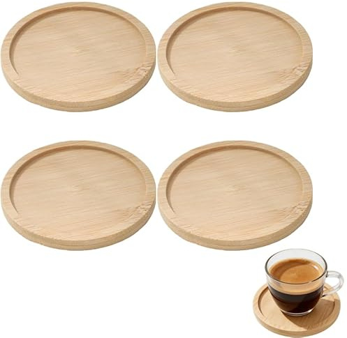 4 STK Kerzenteller Holz Rund 9.5cm Stumpenkerzen Holzscheiben Dekotablett | Hitzebeständig Basteln, Tischdeko Kerzenständer, Natürliche Holzplatte, Stumpenkerze Brettchen Untersetzer Deko