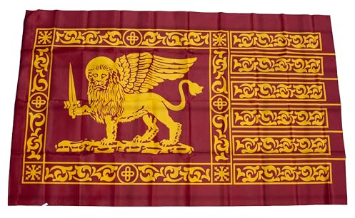 Bandiera Serenissima, Repubblica di Venezia, Leone con Spada, 90 x 145 cm, Cuciture Rinforzate, per Eventi e Celebrazioni