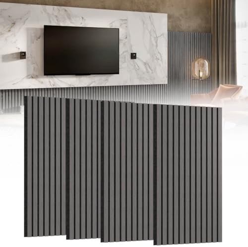 HENGMEI Akustikpaneele Paneele Holz 2 Set, Wandpaneele holz Schalldämmend mit Holzfurnier und Filz, Wandverkleidung Holzoptik Schallabsorber Schallschutzplatten, 120x60cm, Schwarz