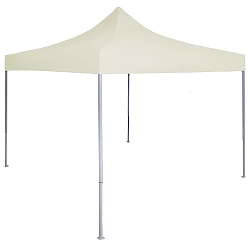 QJBSAVVA Faltpavillon 2x2m Wasserdicht Stabil, Profi Partyzelt Faltbar mit Tragetasche, Gartenzelt Klappbar aus 600D Oxford Stahl, Pavillon für Garten Hochzeit Camping Flohmarkt Creme