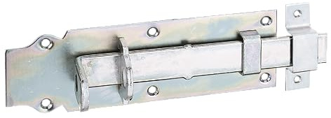 Alberts 116798 Schlossriegel | gerade, mit flachem Griff und befestigter Schlaufe | galvanisch verzinkt, dickschichtpassiviert | Platte 200 x 64 mm