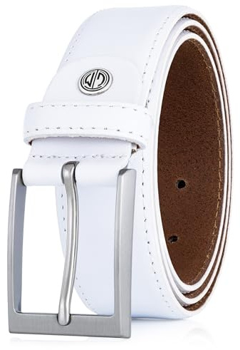 LINDENMANN Leder-Gürtel Herren 35 mm breit, Gürtel Herren Vollledergürtel weiß, Größe/Size:Bundweite 115 cm Gesamtlänge 130 cm W 45.3 XXL, Farbe/Color:weiss