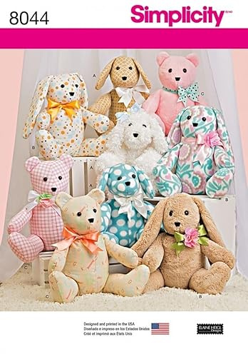Schnittmuster 8044 von Simplicity für Bär, Hund und Hase, Stofftiere