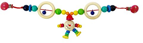 Hess Holzspielzeug 12973 - Catena in legno, serie Michel, per bambini dai 3 mesi in su, realizzata a mano, con 2 clip di sicurezza, lunghezza circa 52 cm, per passeggino e ovetto