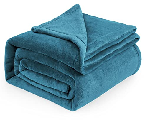 Bedsure Fleece Blanket King Size - Soft Cosy Fluffy Throw Blankets for Bed, Warm Large Throws for Audlts, Teal, 270x230 cm