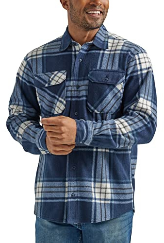Wrangler Herr Långärmad Rutig Fleece Skjorta Jacka Button-Down skjorta