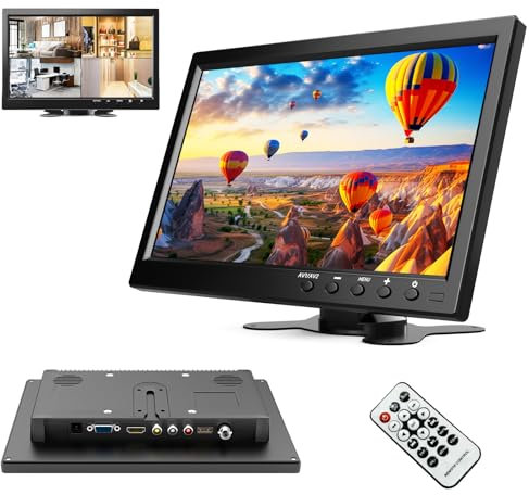 podofo 10,1 Zoll Monitor Tragbarer Mini Monitor 1080P LCD PC Bildschirm mit HDMI,AVI,VGA,USB,BNC Eingang Display Videoplayer Monitore für Gaming/PC/TV/DVD/Auto Kamera/Überwachungs Kamera -12V