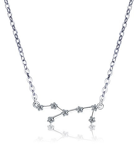 H.ZBRUJ Chic 925 Silver Zodiac Pendant Aries Sign for Women CZ Necklace Gift to Mother Lover Girlfriend Wife Daughter