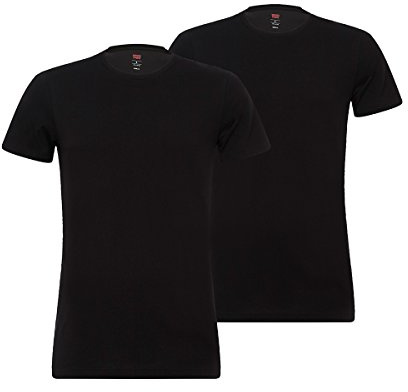 Levis herr levis herr solid besättning 2-pack t-shirt (2-pack), Kolsvart, XL