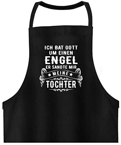 Ich bat Gott um einen Engel Tochter - Hochwertige Grillschürze -Einheitsgröße-Schwarz